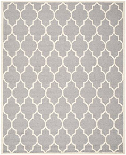 Safavieh Cambridge Collection CAM134D Handmade Silver and Ivory Wool Area Rug, 8 feet by 10 feet (8' x 10')