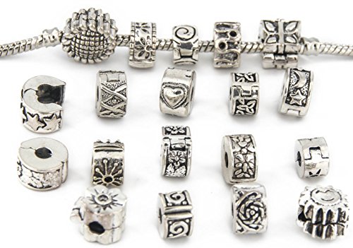 Yeshan Antique Silver Clip Lock Bead Charms with Rubber Stopper O-rings