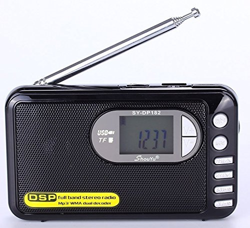 Aweek® ShouYu-DP 182 Full Band MP3 Player DSP Radio Technology Digital Demodulating Stereo Radio FM AM SW Portable Radio Support USB/TF Playing (MP3/WMA decoding) Battery Included