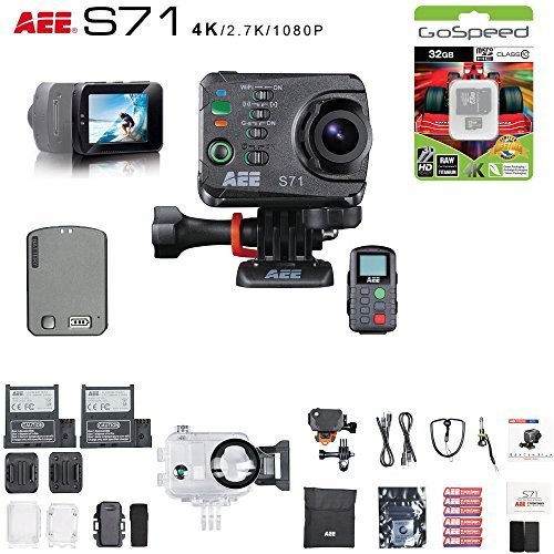 AEE Technology Action Cam S71 4K 1080P 16MP Slim Body Wi-Fi Waterproof Wireless Action Camera with 2.0-Inch LCD (Black)