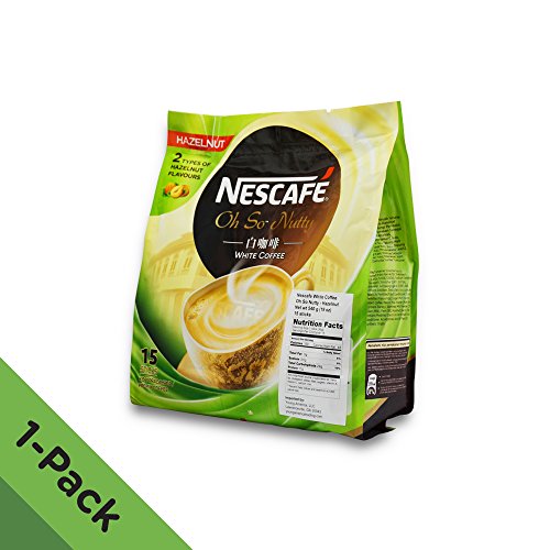 Nescafé Ipoh White Coffee HAZELNUT (15 Sachets) - Oh So Nutty ? Flavored Premix Instant Coffee ? Deliciously Milky with Creamy Nuttiness & Irresistible Hazelnut Aroma ? Just Mix with Water, No Need of Sugar and Creamer ? Made from Quality Beans ? From Nestlé Malaysia