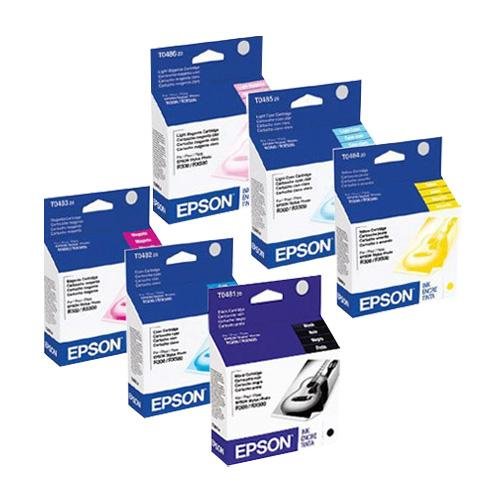 Epson T048 (T048120-T048620) OEM Genuine Inkjet/Ink Cartridges Combo for Epson Stylus Photo Inkjet Printers, Pack of 6