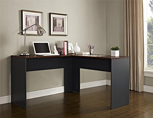 Altra The Works L-Shaped Desk, Cherry/Slate Gray