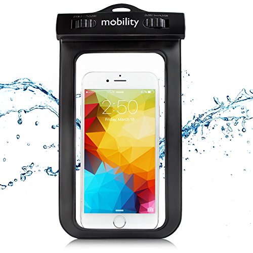 Mobility® Universal Waterproof Phone case - Best Dry Bag for Apple iPhone 6, 6s, 6 Plus, 6s Plus, 5, Samsung Galaxy S7, S6, LG G4, Nexus 6P. Smartphone Pouch Fits Screens Up to 6.5 Diagonal - Black
