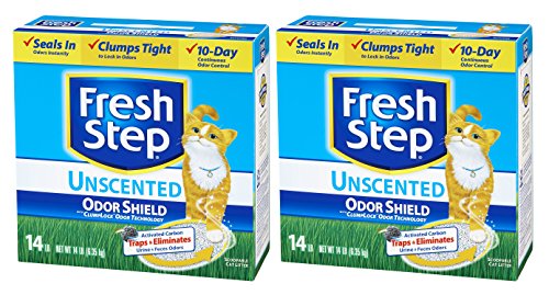 Fresh Step Odor Shield Unscented Scoopable Clumping Cat Litter 2-14 lb Boxes (28 lb total)