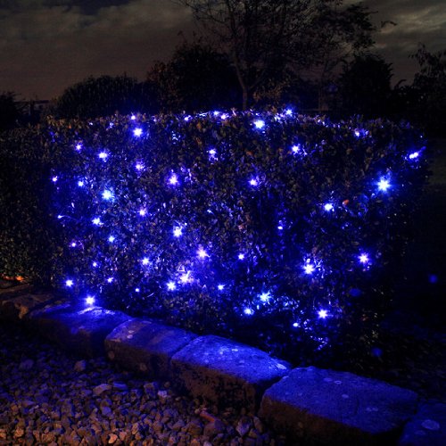 2 x Set Deal of 100 Blue LED Solar Powered Garden Net Light 1.5m x 0.8m by Lights4fun