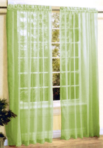 New 2 Pc Sexy Sheer Voile Window Curtain Panel Set Lime Green