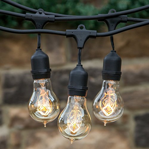 CALISH 33 ft Waterproof Outdoor String Lights Heavy Duty Commercial String Lights with 9 E27 Hanging Sockets, Best for Patio, Garden Festoon Party Decoration