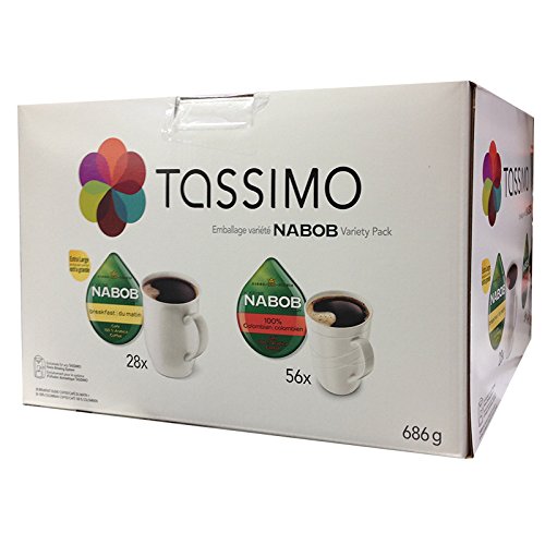 Tassimo Nabob T-Discs Variety Pack, 84 Count 28x-Breakfast (Extra Large Serving Size) and 56x-100% Columbian