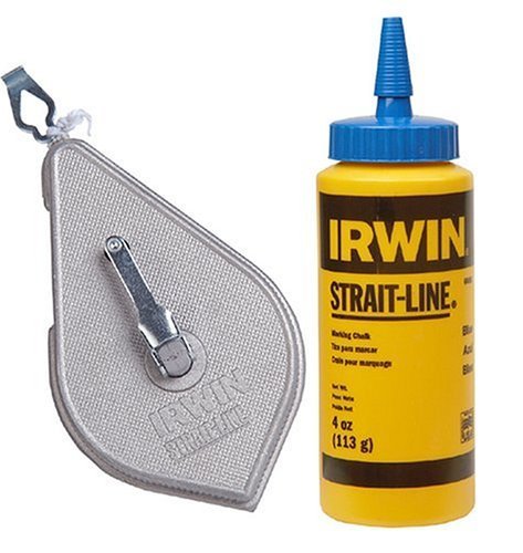 IRWIN Tools STRAIT-LINE 64499 Aluminum Refillable Chalk Line Reel with 4-Ounce Chalk, 100-foot, Blue (64499)