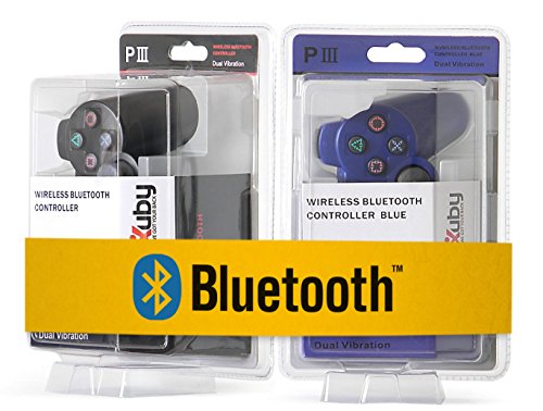 2-Pack eXuby® JET BLACK / DARK BLUE Bluetooth Wireless Controllers Compatible With Sony PS3 And Playstation 3 (6-Axis And Dual-Vibration)