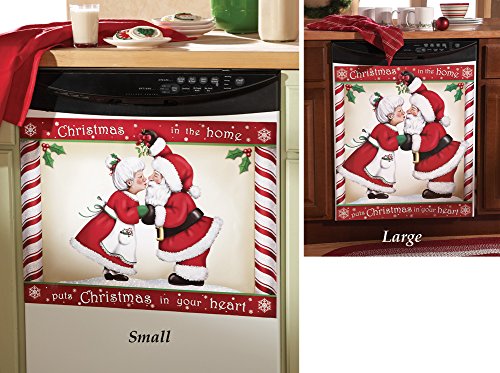 Kissing Santa Christmas Kitchen Dishwasher Cover Large