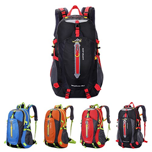 KOSOX Large 40L Travel Water Resistant Backpack/ Hiking Daypack /Climbing Backpack Sport Bag Camping Backpack, Black