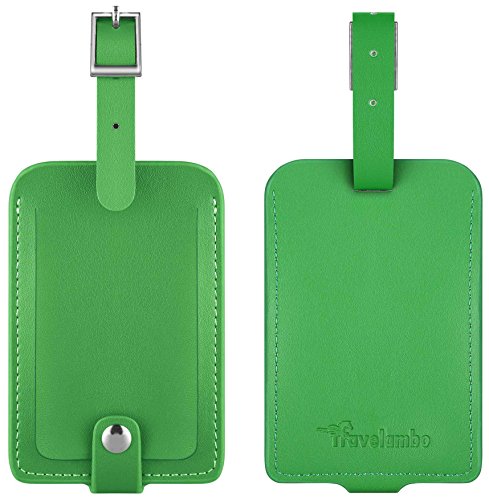 Travelambo Leather Luggage Tag & Baggage Bag Tag & Cruise Tag & Business Card Holder With Buckle (green)