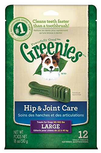 GREENIES Hip and Joint Care Canine Dental Chews - Large Size - Mega TREAT-PAK Package (18 oz.) - 12 Count