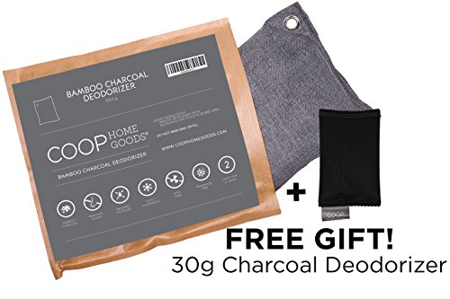 Coop Home Goods - Natural Moso Bamboo Charcoal Deodorizer Air Purifier- 550 grams with FREE 30g sachet - Removes odors, allergens and pollutants.