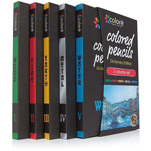 Colore Colored Pencils Dictionary Edition - 60 Premium Pre-Sharpened Color Pencil Set For Drawing Coloring Pages - Great Art School Supplies For Kids & Adults Coloring Books - 60 Vibrant Colors