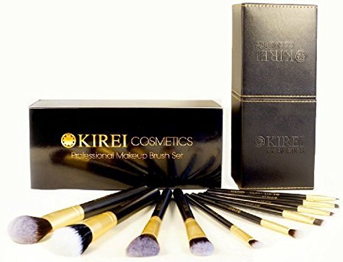 Best Professional Makeup Brush Set with Designer Luxury Case - Cruelty Free, Vegan, Synthetic - 10 Pieces - Includes Stippling, Foundation, Eyeshadow, Eyebrow Brush - Great Mother's Day Gift!