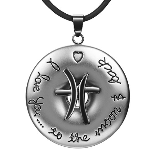 Cat Eye Jewels I Love You to The Moon and Back Zodiac Sign Two Tone Reversible Pendant(S-K012)