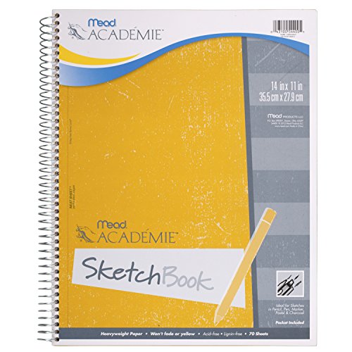 Mead Académie Spiral Sketchbook / Sketch Pad, Heavyweight Paper, 70 Sheets, 14 x 11 Inch Sheet Size (54400)