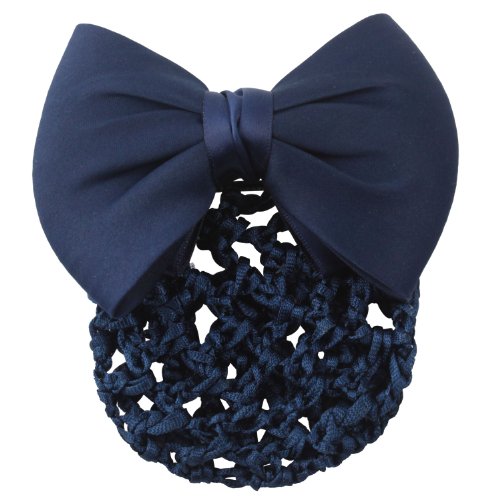 niceeshop(TM) Bowknot Decor Barrette Bun Cover Net Snood Hair Clip For Women-Blue