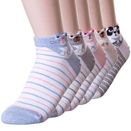 Stripe Dangling Animal Pattern Socks(5 Pairs)