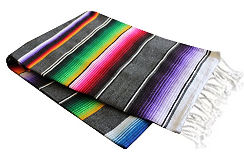 Del Mex X-large Mexican Serape Blanket Gray (82 By 62')