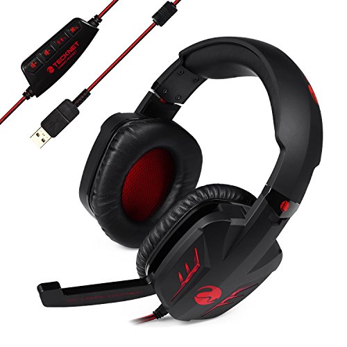 TeckNet® 7.1 Channel Surround Sound Headband Vibration Gaming Headset Over-Ear Headphone With Microphone For PC Computer Gaming, USB Connection