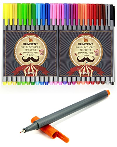 Rumcent PLIN-027 Art Colored Fineliner Sketch Drawing Pen, Drawing & Art Supplies Fine Point Pen,Ink Width 0.4mm, Pack of 24 Assorted Colors