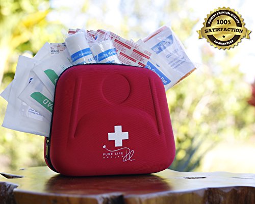 Pure Life Health Premium First Aid Kit - 106 Piece Emergency Kit - Compact / Light / Hard Case - Perfect First Aid Kit for Car, Home, Boat, School, Sports, Camping, Hiking, Travel, Hunting & Survival.