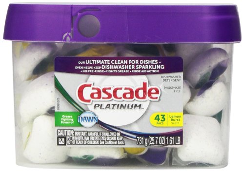 Cascade Platinum Actionpacs Lemon Burst Scent Dishwasher Detergent 43 Count