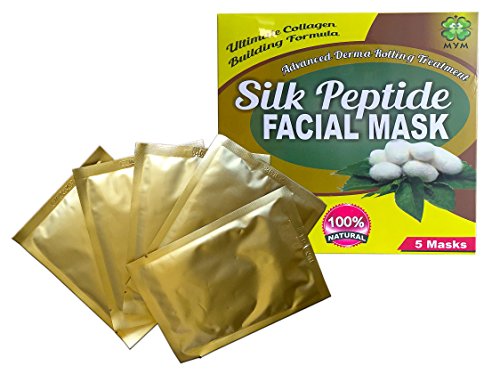Silk Peptide Facial Mask for Women and Men (5 Packs) - Ideal for Reducing Inflammation, Redness and Burning Sensation and Help to Recover Fast From Derma Rolling Treatment, Plus Anti-aging and Moisturizing Benefits.