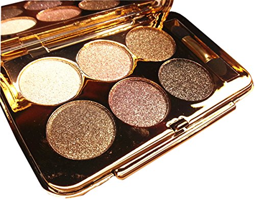 BeautyXTP Women Waterproof 6 Colors Make UP Glitter Eyeshadow Palette with Brush (Type3)