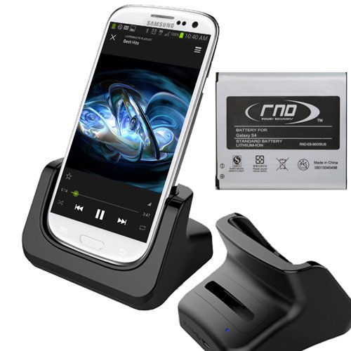 RND Dock + 2600mAh NFC Standard Battery for Samsung Galaxy S4 (compatible without or with a slim-fit case) (black)
