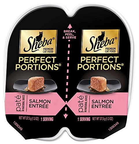 SHEBA PERFECT PORTIONS Salmon Entree Wet Cat Food Trays 2.6 Ounces (24 Twin Packs)