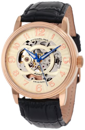 Stuhrling Original Men's 107EM.334531 Classic Delphi Rose-tone Automatic Skeleton Watch Gift Set