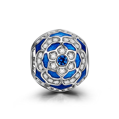 NinaQueen® 925 Sterling Silver Blue Ripple Zirconia Charms Fit Pandora Bracelet(NinaQueen fine jewelry is designed in Paris in limited edition collections.NinaQueen patents its designs in 64 countries around the world. Enjoy the beauty,luxury, and quality of NinaQueen)