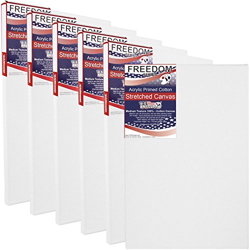US Art Supply 18 X 24 inch Professional Quality Acid Free Stretched Canvas 6-Pack - 3/4 Profile 12 Ounce Primed Gesso - (1 Full Case of 6 Single Canvases)