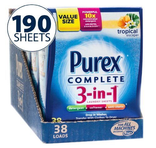 Purex Complete 3 in 1 Tropical Escape Scent (Big Value 190 Sheets)