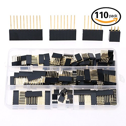 Hilitchi 110pcs 6 / 8 / 10 / Double Row 3-Pins 2.54mm Arduino Stackable Shield Header Assortment Kit