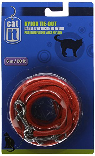 Catit Nylon Cat Tie-out, 20-Feet, Red
