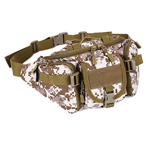 Globalstore® Multiple Pocket Utility Waist Pack Tactical Waist Bag Fanny Pack Adjustable Strap Hip Pack Bumbag (Desert Camo)