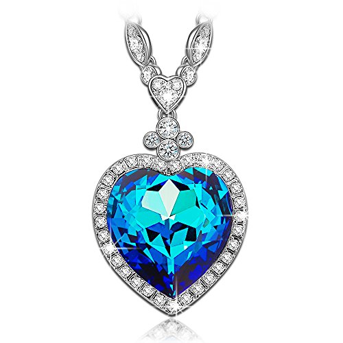 LadyColour Heart of the Ocean Titanic Sapphire Pendant Necklace Made with Swarovski Crystals