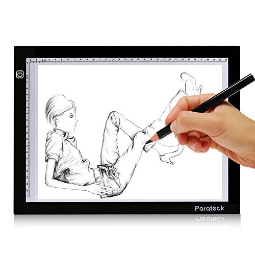 Parateck® Led Drawing Light Box A4 Led Copy Board Illumination Dimmable Brightness Ultra Slim USB Power Led Tracing Pad for Drawing Board Clip