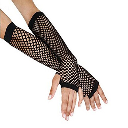 DZT1968® Punk Goth Lady Disco Dance Lace Fingerless Mesh Fishnet Gloves