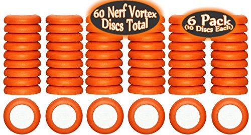 Nerf Vortex Ammo Refills Pack 10 Orange Discs - Pack of 6 (60 Discs Total)