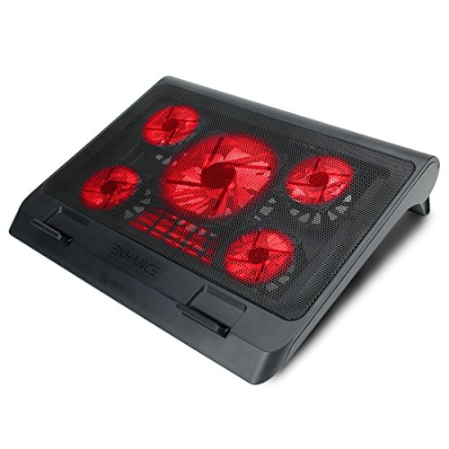ENHANCE GX-C1 Laptop Cooling Stand (15.75 x 12.75) with 5 LED Fans & Dual USB Ports for Data Pass Through - Works with Apple , Alienware , Dell , HP , Toshiba & more Laptops