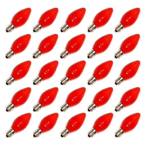 Vickerman 10074 - C7 Candelabra Screw Base Ceramic Red (25 pack) Christmas Light Bulbs (V471753)
