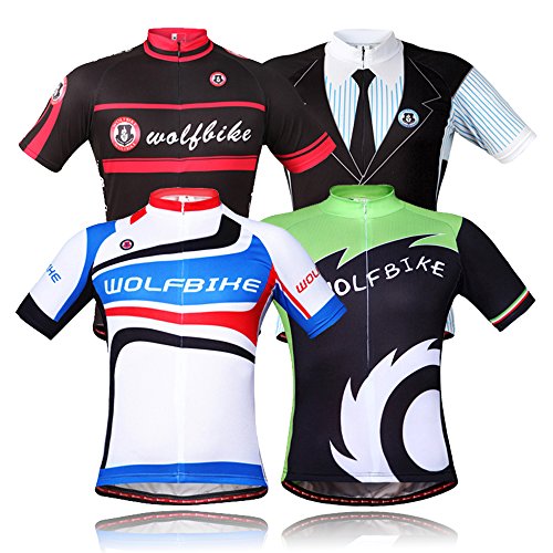 WOLFBIKE Men's Cycling Short Sleeve Jersey + 3D Padded Shorts Set