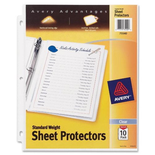 Avery Standard Weight Sheet Protectors, Pack of 10 Sheet Protectors (75540)